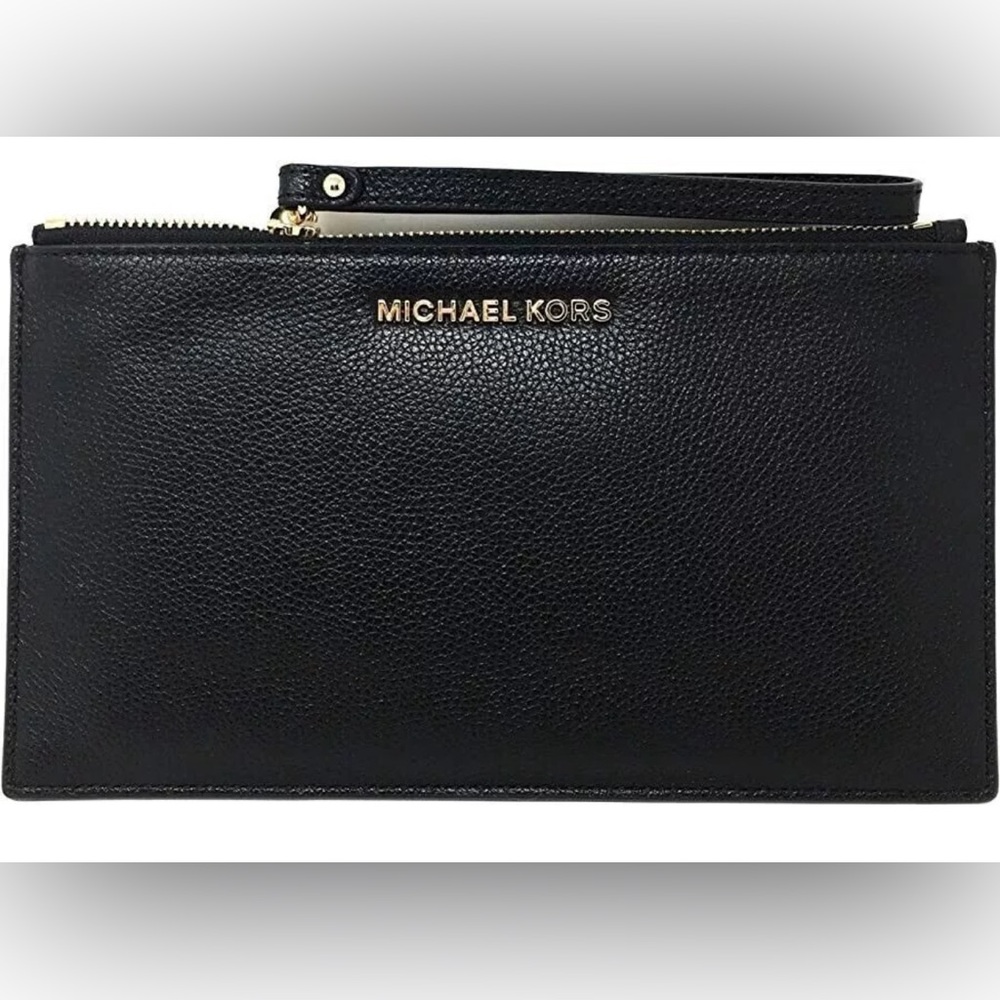 Michael Kors WRISTLET / Clutch Handbag BLACK Pebbled Leather